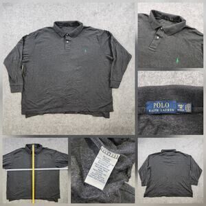 Polo Ralph Lauren Shirt Mens 4XB 4XL Gray Long Sleeve Classic Big Pony Cotton